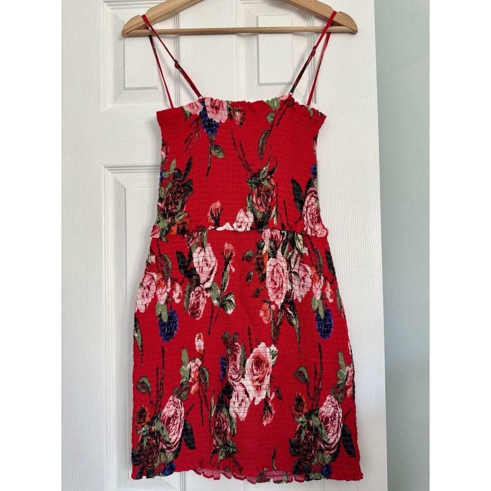 AFRM Floral Mini Dress Sz S Smocked Spring Roses Garden Fairy Floral Havana - Picture 2 of 7